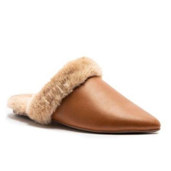 Black Faux Fur Lined Pointed Toe Mule - Picture 6 of 6